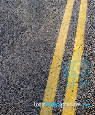 Road Double Yellow Lines Stock Photo