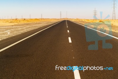 Road In The Eastern Desert Near Asvan Stock Photo