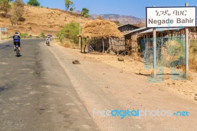 Road Sign To Negade Bahir Village In Ethiopia Stock Photo