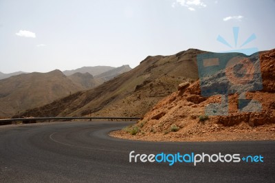 Road Through The Atlas Mountains, Morocco Stock Photo