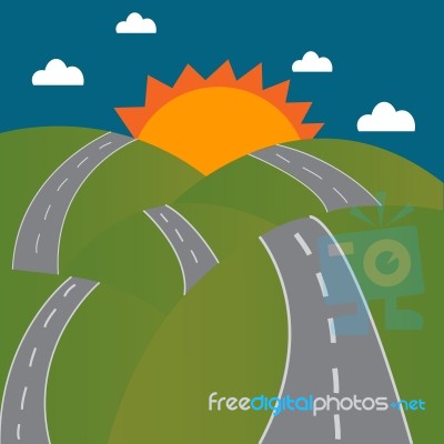 Road To The Sun On Mountain Stock Image