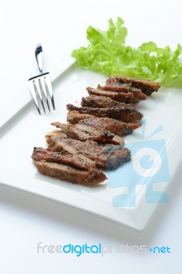 Roast Beef Sliced,thai Food Stock Photo