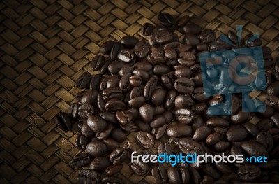 Roast Coffee Bean On Wood Stock Photo