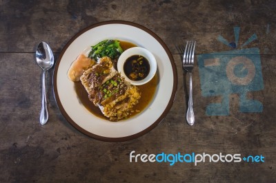 Roast Duck Over Rice Stock Photo