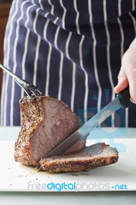 Roast Meat Ready For Carving Stock Photo