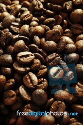 Roasted Coffee Beans Background Stock Photo