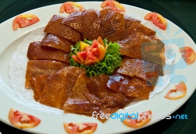 Roasted Duck Skin Stock Photo