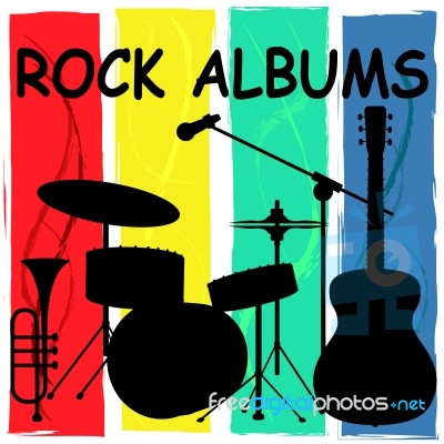 Rock Albums Means Sound Track And Acoustic Stock Image