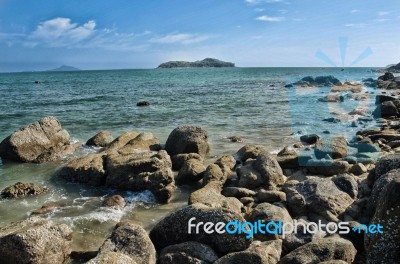 Rock And Sea Beach Stock Photo