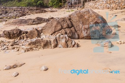 Rock Exposed When Low Tide Background Stock Photo