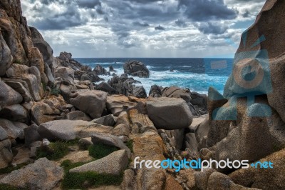 Rock Formation At Capo Testa Sardinia Stock Photo