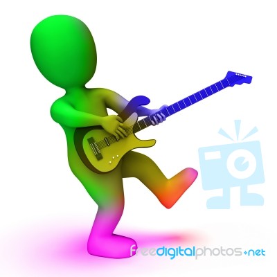 Rock Guitarist Shows Music Guitar Playing And Character Stock Image