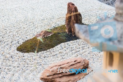 Rock Lantern In Zen Garden Stock Photo