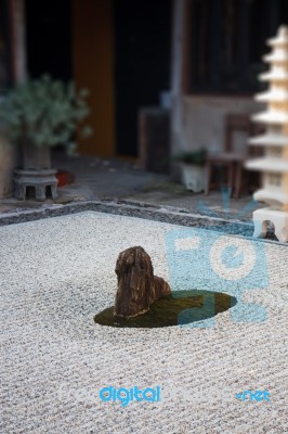 Rock Lantern In Zen Garden Stock Photo