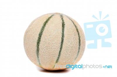 Rock Melon Isolated On A White Background Stock Photo