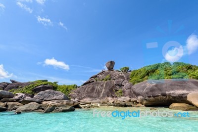 Rock Symbol Of Similan Islands In Thailand Stock Photo