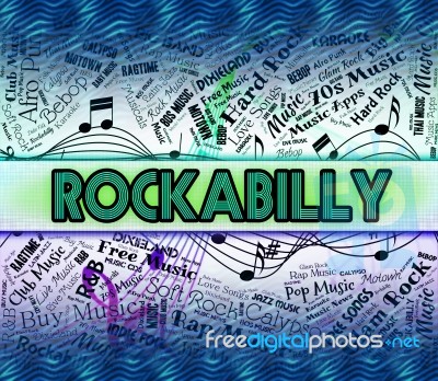 Rockabilly Music Means Sound Track And Acoustic Stock Image