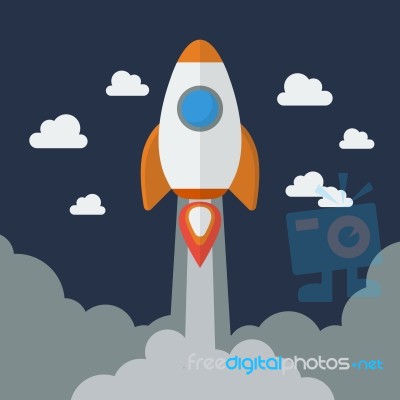 Rocket Flat Design Stock Image