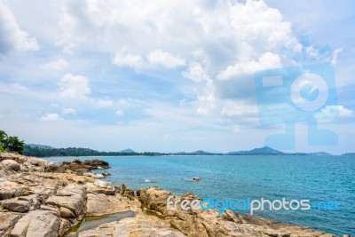 Rocks Coastline And Sea At Koh Samui Stock Photo