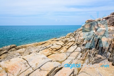 Rocks Coastline And Sea At Koh Samui Stock Photo