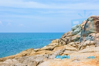 Rocks Coastline And Sea At Koh Samui Stock Photo