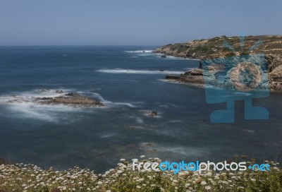 Rocks Formations On Alentejo Coastline Stock Photo