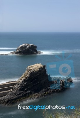 Rocks Formations On Alentejo Coastline Stock Photo