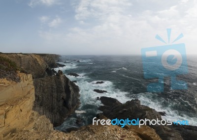 Rocks Formations On Alentejo Coastline Stock Photo