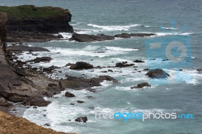 Rocky Coastline At Bude Stock Photo