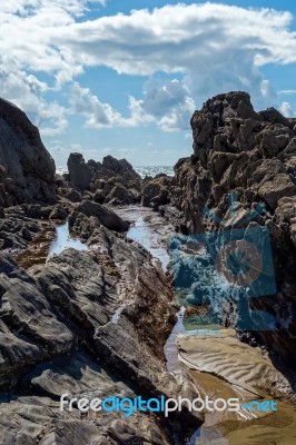 Rocky Coastline Near Bude Stock Photo