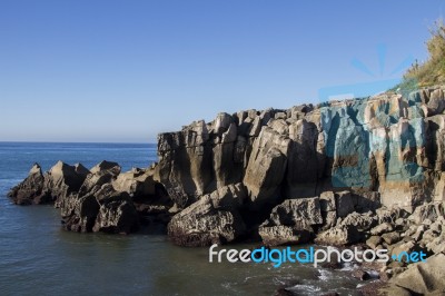 Rocky Coastline Of Peniche Region Stock Photo