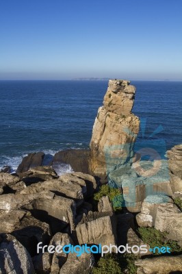 Rocky Coastline Of Peniche Region Stock Photo