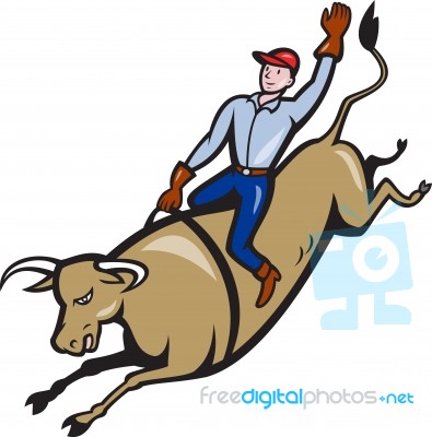 Rodeo Cowboy Bull Riding Retro Stock Image