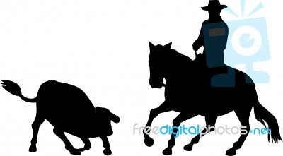 Rodeo Cowboy Horse Riding Silhouette Stock Image