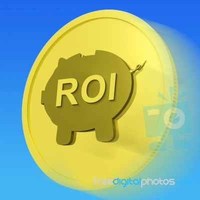 Roi Gold Coin Shows Financial Return For Investors Stock Image