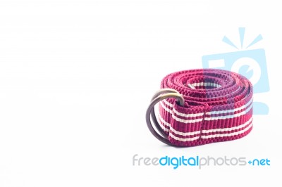 Roll Belts On White Background Stock Photo