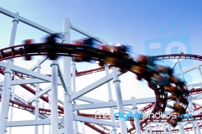 Roller Coaster Fun At Amusement Park Stock Photo