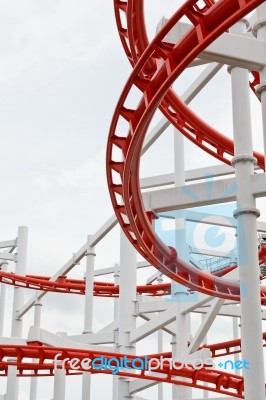 Roller Coaster Rail Stock Photo