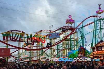 Roller Coaster Ride At Winter Wonderland Hyde Park Stock Photo