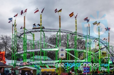 Roller Coaster Ride At Winter Wonderland Hyde Park Stock Photo