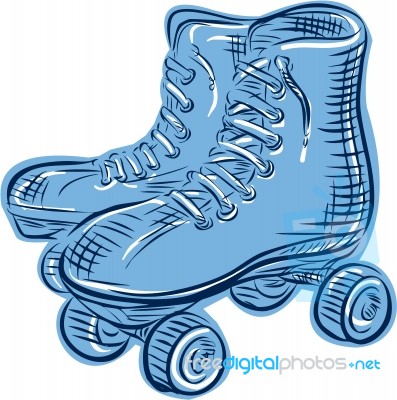 Roller Skates Vintage Etching Stock Image