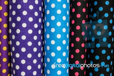 Rolls Of Colorful Fabric Stock Photo