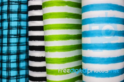 Rolls Of Colorful Fabric Stock Photo