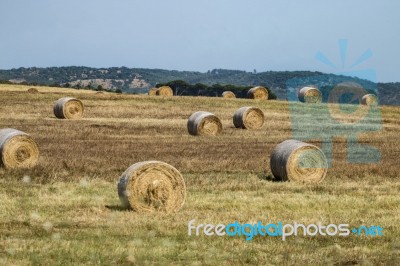 Rolls Of Hay Bayle Stock Photo