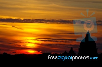 Roman Beautiful Sunset Stock Photo