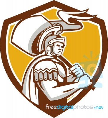 Roman Centurion Carry Flag Crest Retro Stock Image