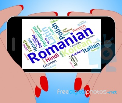 Romanian Language Shows Communication Dialect And International Stock Image