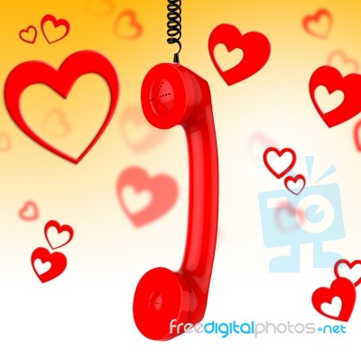 Romantic Call Represents Conversation Fondness And Discussion Stock Image