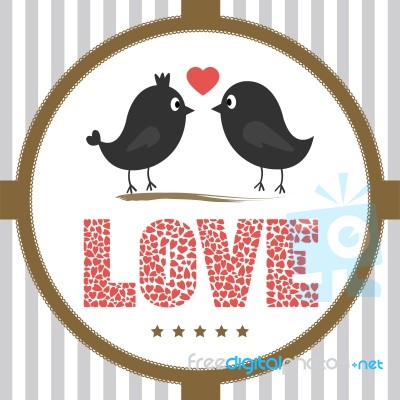 Love Birds Romantic Card Stock Image