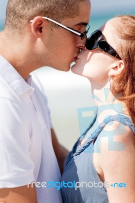 Romantic Couple Kissing Stock Photo